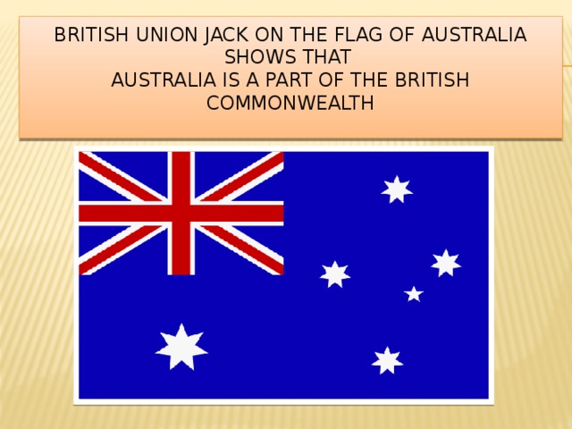    British Union Jack on the flag of Australia shows that  Australia is a part of the British Commonwealth     