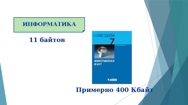 ИНФОРМАТИКА 11 байтов Примерно 400 Кбайт 