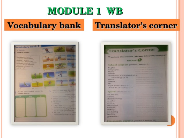 MODULE 1 WB Vocabulary bank Translator’s corner 