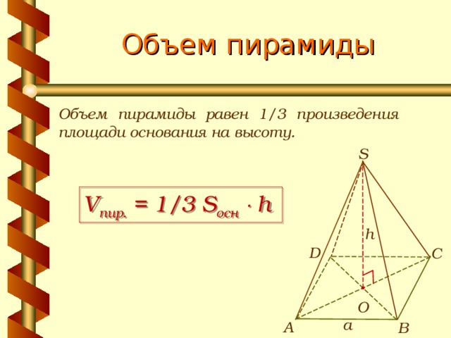Объем пирамиды 56 см3 площадь основания 14