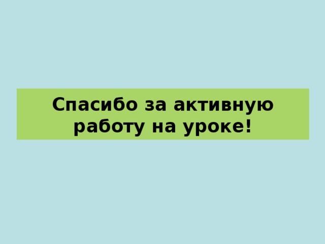 Спасибо за активную работу на уроке! 