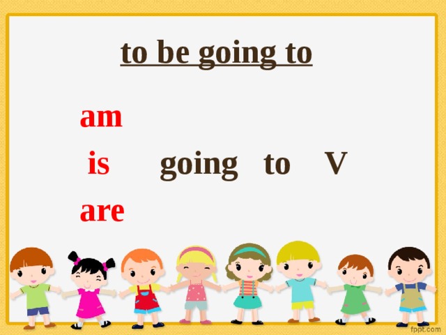 to be going to   am  is going to V  are 