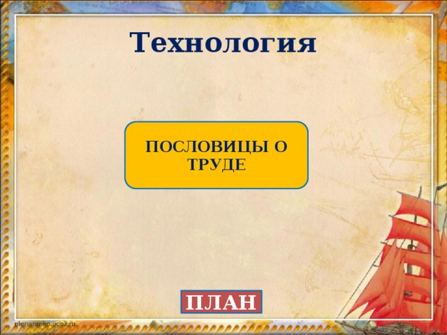 Технология ПОСЛОВИЦЫ О ТРУДЕ ПЛАН