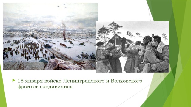 18 января войска Ленинградского и Волховского фронтов соединились 