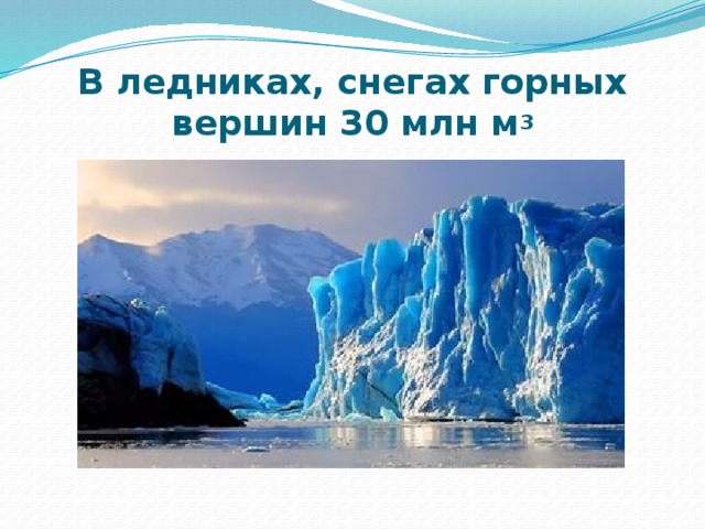 В ледниках, снегах горных вершин 30 млн м 3 