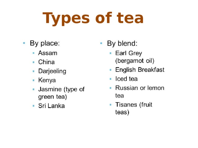 Types of tea 