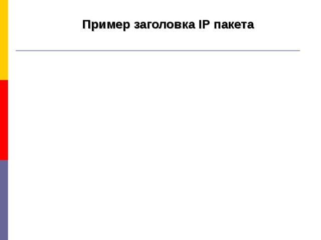 Пример заголовка IP пакета 