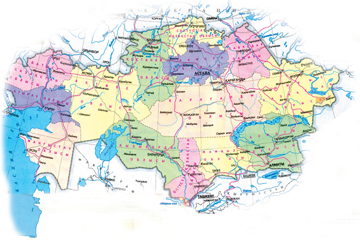 Политическая карта казахстана 2022