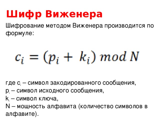 Шифр виженера презентация