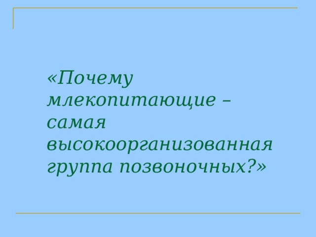 «Почему млекопитающие – самая высокоорганизованная группа позвоночных?» 