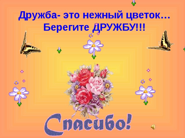 Дружба- это нежный цветок…  Берегите ДРУЖБУ!!! 