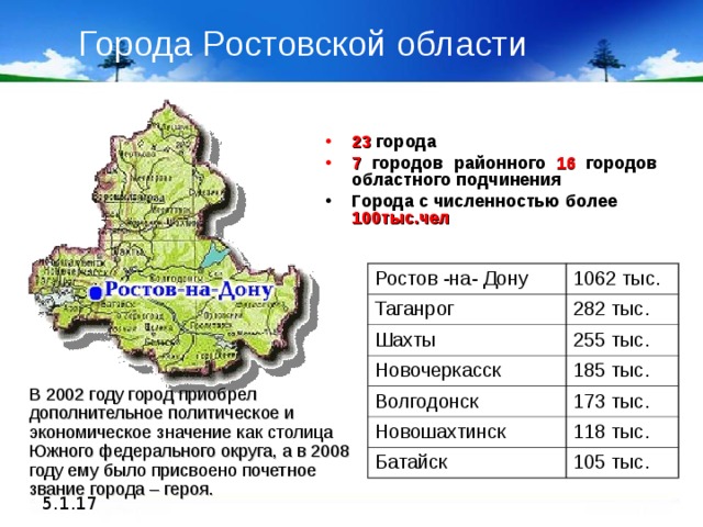 Описание ростовской области по плану