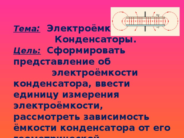 Электроемкость конденсатора изменяется