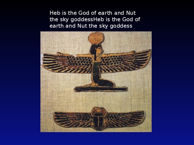 Heb is the God of earth and Nut the sky goddessHeb is the God of earth and Nut the sky goddess 