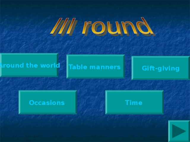Around the world Table manners Gift-giving Time  Occasions  