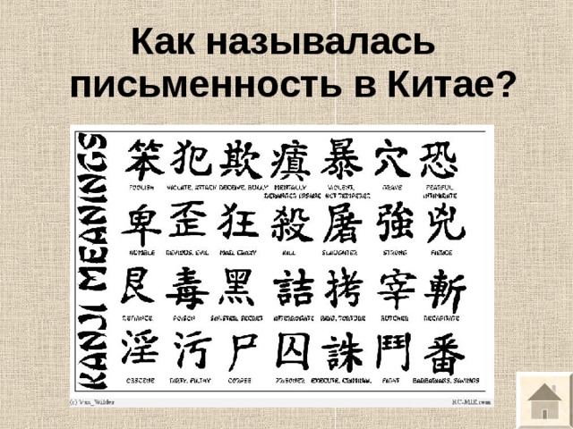 Как называлась письменность в Китае? 