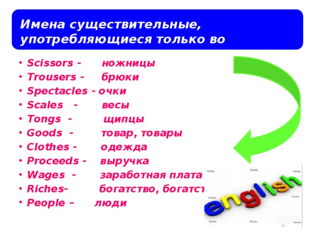 Слова существительные в единственном числе. Существительные которые употребляются только во множественном числе. Имена сущ которые употребляются только во множественном числе. Существительные множественного числа. Употребляются только во множественном числе имена существительные.