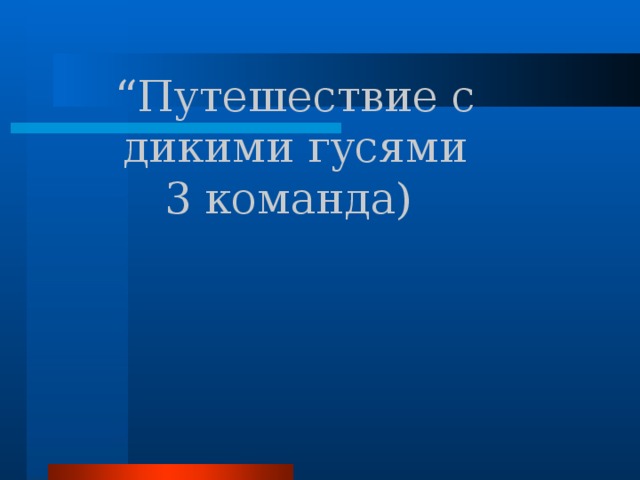 “ Путешествие с дикими гусями 3 команда) 