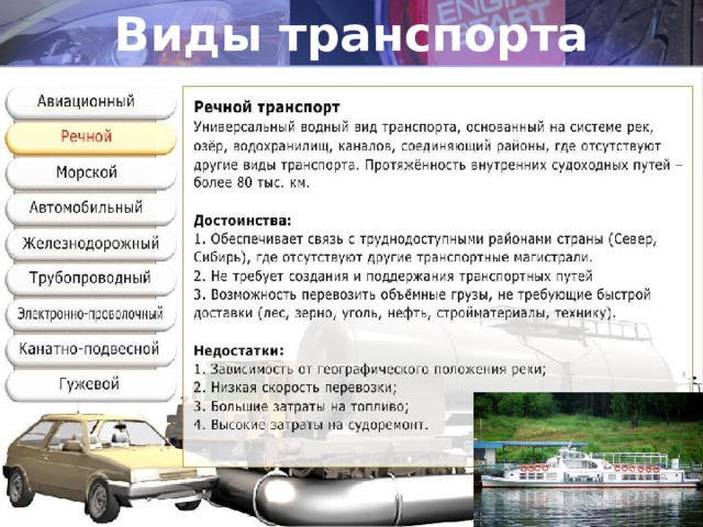 Виды транспорта 