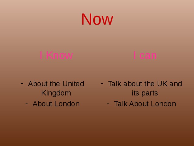 Now  I Know  I can About the United Kingdom About London Talk about the UK and its parts Talk About London 