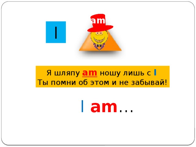 am I Я шляпу am ношу лишь с I  Ты помни об этом и не забывай! I  am … 