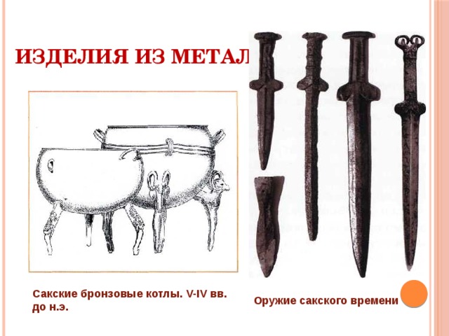 Изделия из металла Сакские бронзовые котлы. V-IV вв. до н.э. Оружие сакского времени 