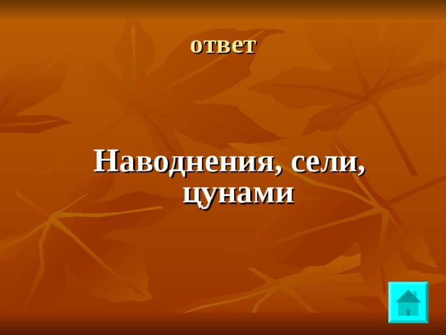 ответ Наводнения, сели, цунами 