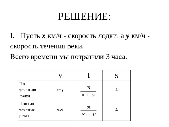 Скорость течения реки 4 км ч