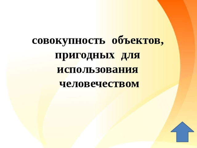 совокупность объектов, пригодных для использования человечеством 