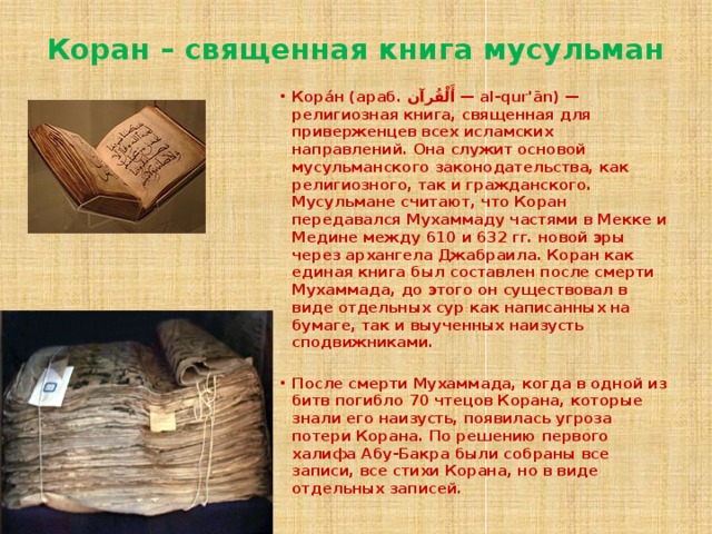 Книги пророка мухаммеда священная книга