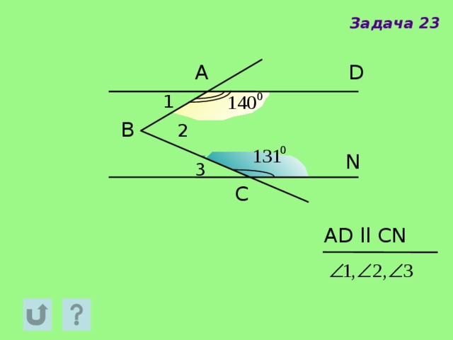 Задача 23 A D 1 B 2 N 3 C AD ll CN 