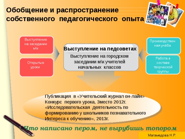 Тема педсовета по фоп. Обобщение и распространение собственного педагогического опыта. Портфолио классного руководителя. Тема выступления на педсовете учителя начальных классов. Содержание портфолио классного руководителя.