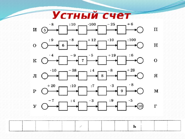 Устный счет 