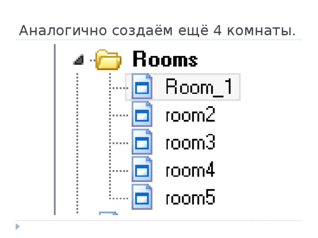 Аналогично создаём ещё 4 комнаты. 