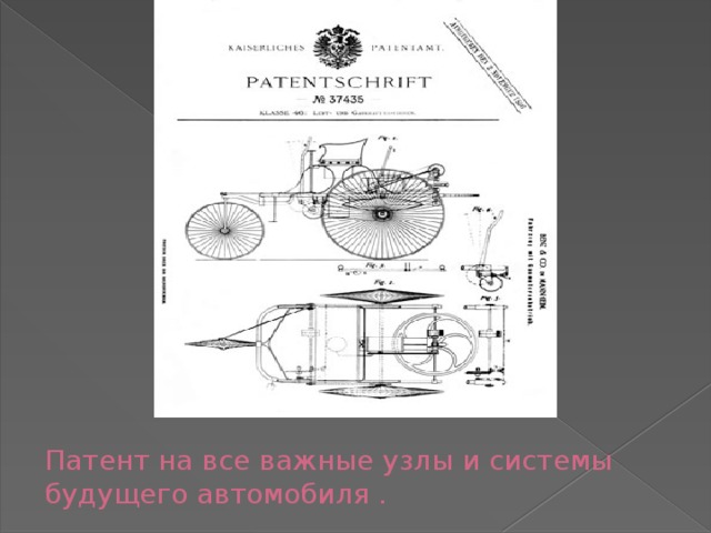 Патент на все важные узлы и системы будущего автомобиля . 