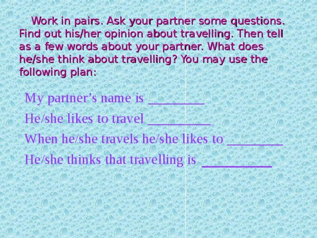 3 answer the questions in pairs