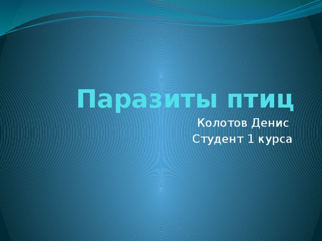 Паразиты птиц Колотов Денис Студент 1 курса 