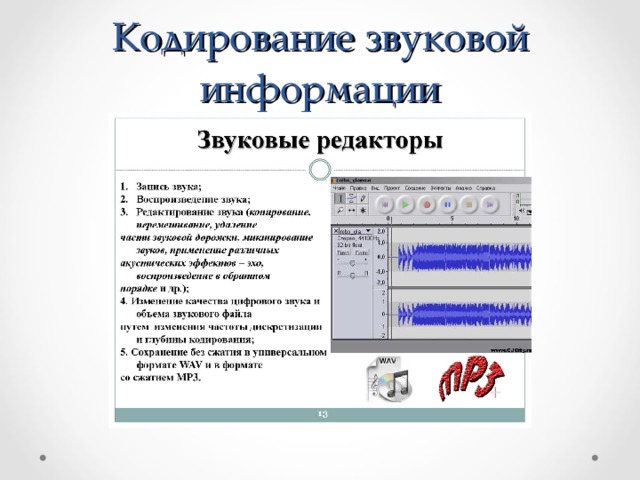 Кодирование звукового файла. Способы кодирования звука. Методы кодирования звуковой информации. Кодирование звуковой информации Форматы звуковых файлов. Способ сжатия звуковых файлов.