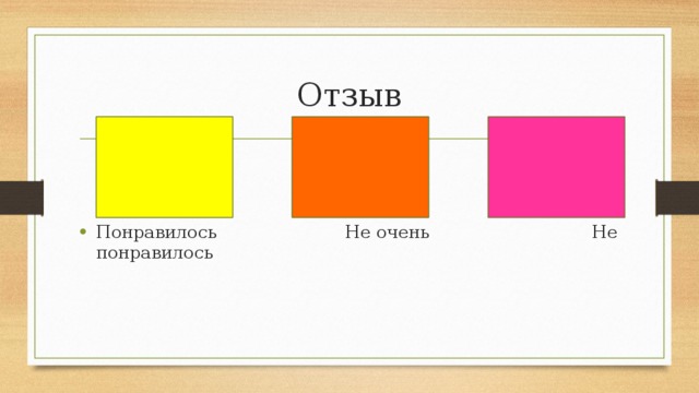 Отзыв Понравилось Не очень Не понравилось 