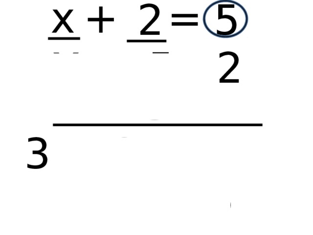 + = х 5 2 х = 5 - 2 х = 3 3 + 2 = 5   5 = 5 