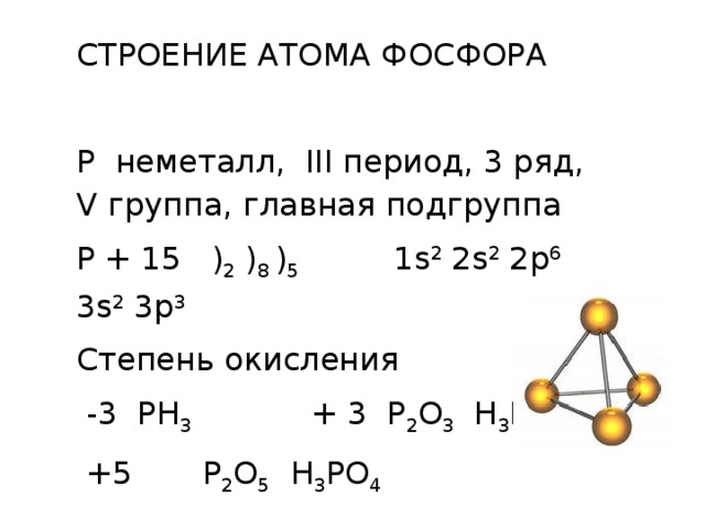 Схема строения электронных оболочек фосфора