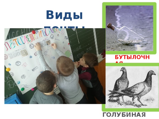 Виды почты БУТЫЛОЧНАЯ. ГОЛУБИНАЯ 