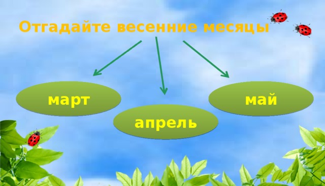 Отгадайте весенние месяцы май март апрель
