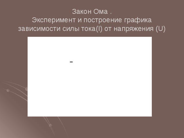 Закон Ома .  Эксперимент и построение графика зависимости силы тока(I) от напряжения (U)