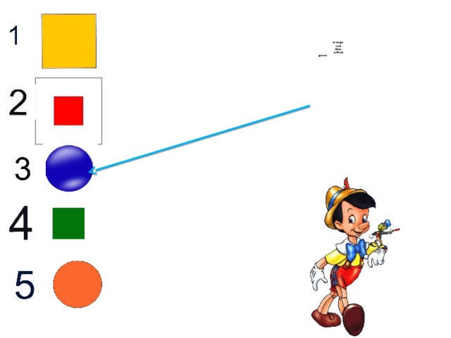        orange  red  blue  yellow  green        