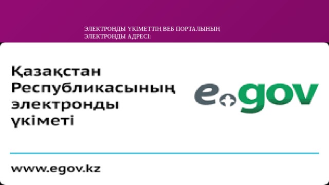 Электронды үкіметтің веб порталының электронды адресі: 5 