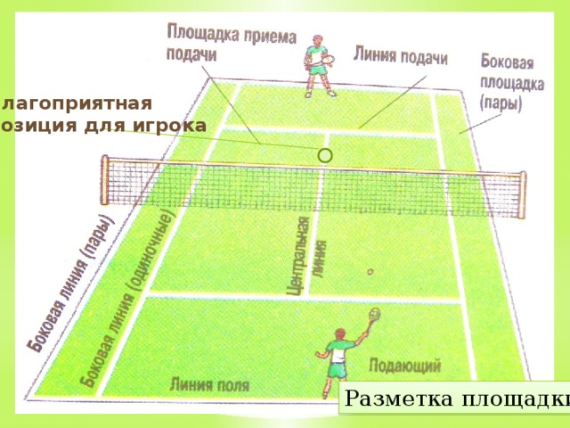 Благоприятная позиция для игрока Разметка площадки 