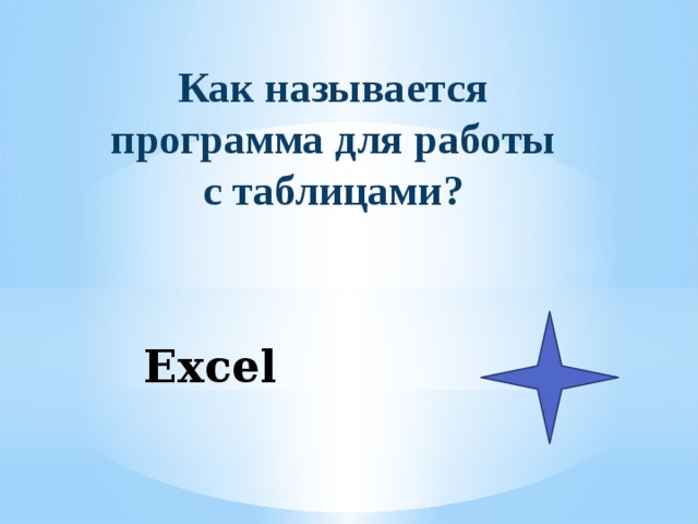 Как называется программа для работы с таблицами? Excel 
