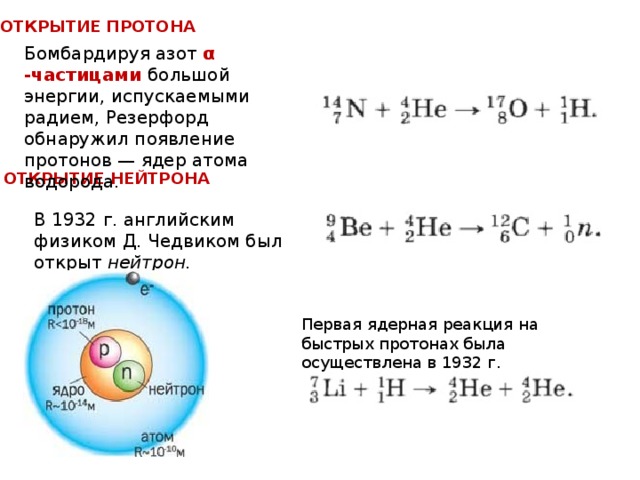 При бомбардировке изотопа азота 14 7. Открытие Протона и нейтрона физика. Открытие Протона. Реакция Резерфорда. Реакция открытия Протона. Ядерная реакция открытие Протона.