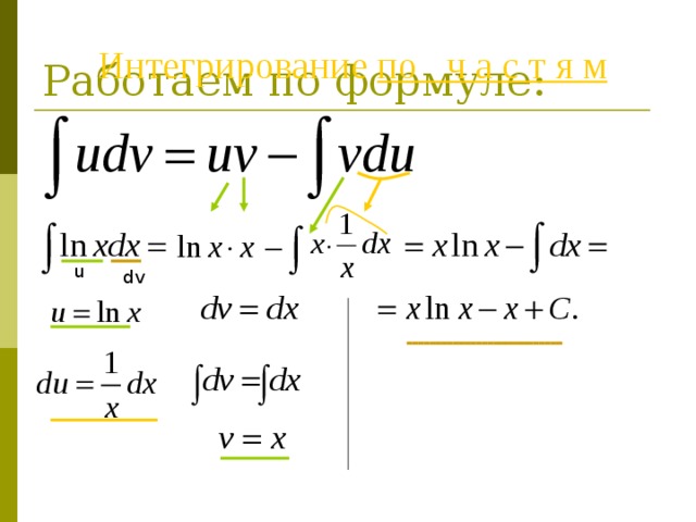 Интегрирование по ч а с т я м u dv 